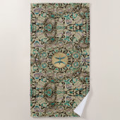 魚類の金ゴールドのレースの曼荼羅 ビーチタオル (正面)