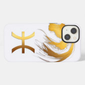 魚類の馬の中国語および西部の占星術 iPhoneケース (裏面横)