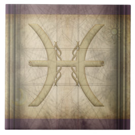 魚類の(占星術の)十二宮図の印 タイル