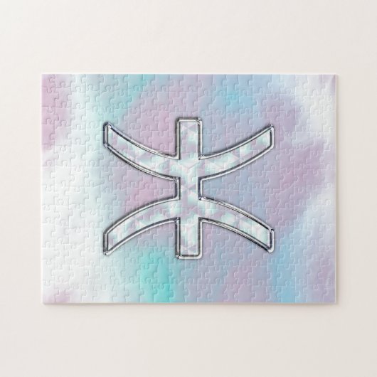 魚類の(占星術の)十二宮図の記号の真珠色のスタイル ジグソーパズル (横)