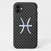 魚類の(占星術の)十二宮図の銀の記号カーボン繊維のスタイル Case-Mate iPhoneケース (裏面)