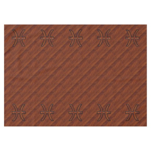 魚類の(占星術の)十二宮図はマホガニーの木製の装飾に署名します テーブルクロス (正面(横))