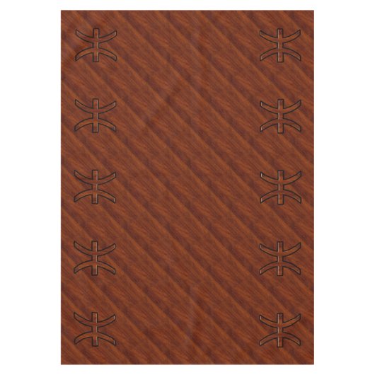 魚類の(占星術の)十二宮図はマホガニーの木製の装飾に署名します テーブルクロス (正面)