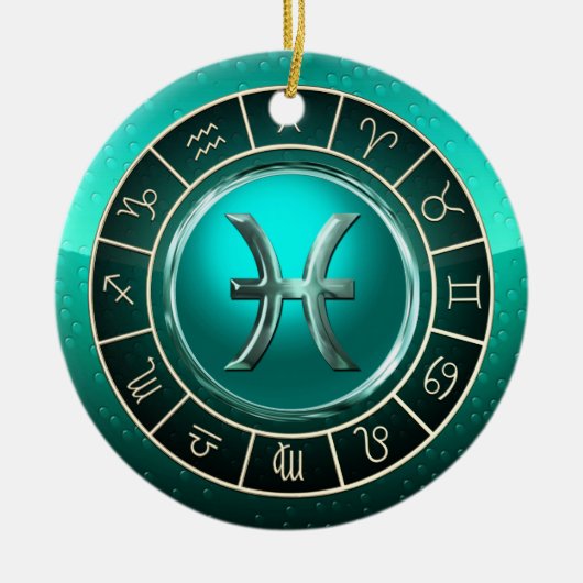 魚類-魚の占星術のな印 セラミックオーナメント (正面)