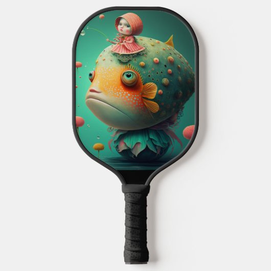 魚風変わりの漬物パドル ピックルボールラケット (正面)