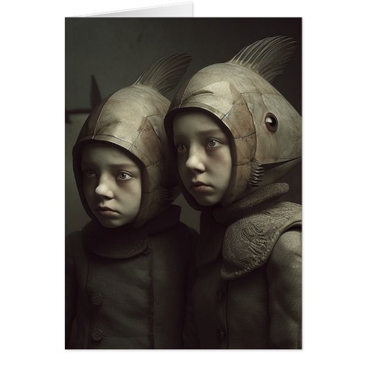 魚風変わり双子すべての行事グリーティングカード (正面)