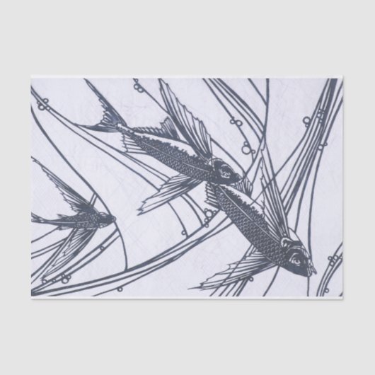 魚飛んでいるティッシュペーパー 薄葉紙 (正面)