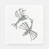 魚飛んでいる手描き海 スタンダードランチョンナプキン (正面)