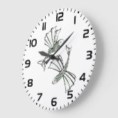 魚飛んでいる手描き海 ラージ壁時計 (傾斜)