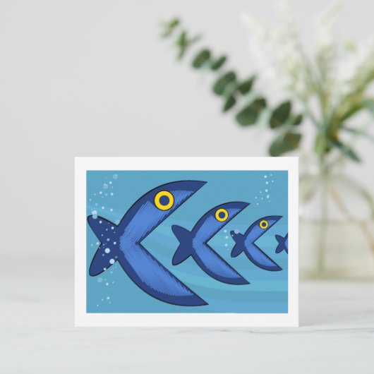 魚食べ類 ポストカード (スタンド正面)