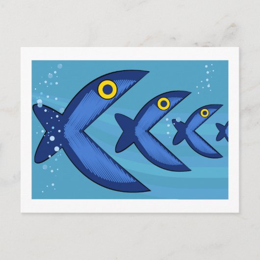 魚食べ類 ポストカード (正面)