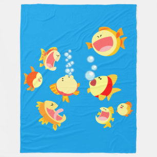 魚飼育用の水槽(漫画の魚)のフリースのおもしろい フリースブランケット
