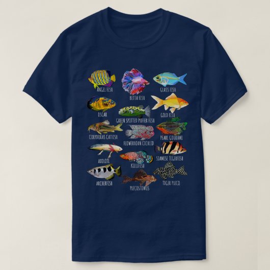 魚飼育魚種生物学型水槽 Tシャツ (デザイン正面)