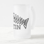 魚骨すりガラスのビールマグ フロストグラスビールジョッキ (正面右)