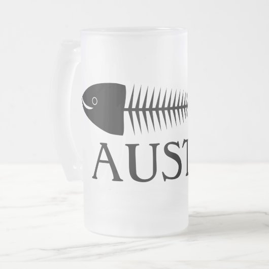 魚骨すりガラスのビールマグ フロストグラスビールジョッキ (正面左)