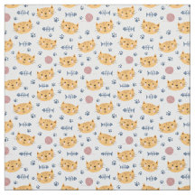 魚骨付き猫顔工芸品用裁縫織物