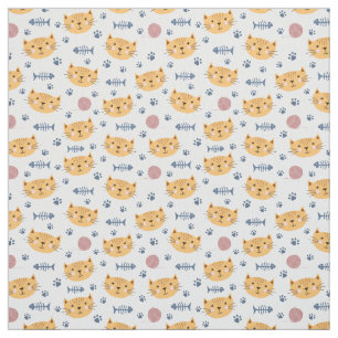 魚骨付き猫顔工芸品用裁縫織物 ファブリック