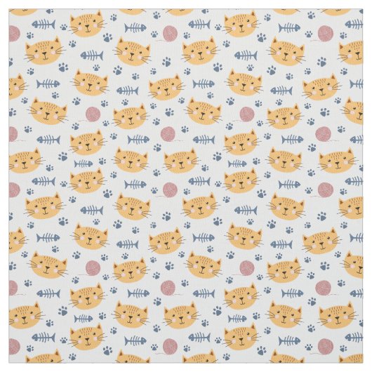 魚骨付き猫顔工芸品用裁縫織物 ファブリック (見本)