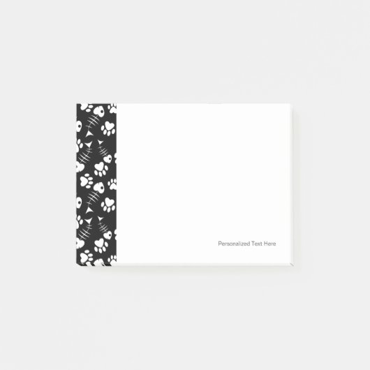 魚骨猫プリント型 ポストイット (正面)