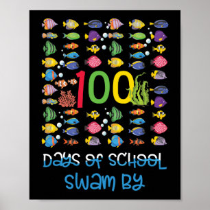 魚100日の学校シャツフィッシャー先生 ポスター