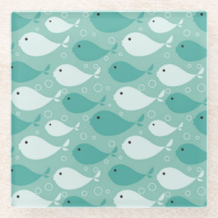 魚2と模造して下さい ガラスコースター