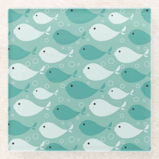 魚2と模造して下さい ガラスコースター (正面)