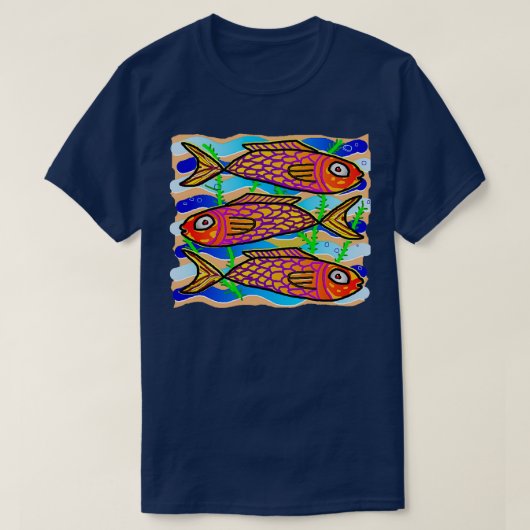 魚3匹 Tシャツ (デザイン正面)