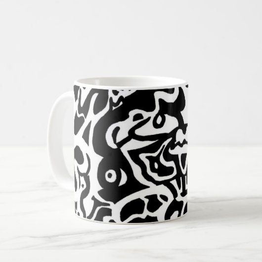 "魚"の抽象美術のマグ コーヒーマグカップ (正面左)