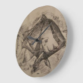 魚(エッチング)が付いている時計 ラージ壁時計 (傾斜)