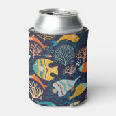 魚:カラフル水中競技植物のパターン。 缶クーラー (缶正面)