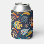 魚:カラフル水中競技植物のパターン。 缶クーラー (缶裏面)