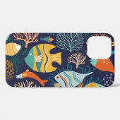 魚：カラフル水中競技植物のパターン。 Case-Mate iPhoneケース (裏面 (横))