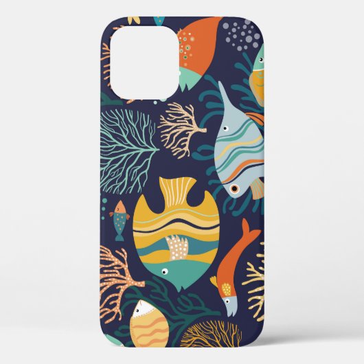 魚：カラフル水中競技植物のパターン。 Case-Mate iPhoneケース (裏面)