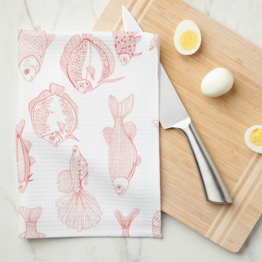 魚 キッチンタオル (四つ折り)