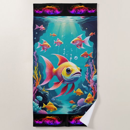 魚 ビーチタオル (正面)