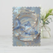 魚 - フラット 招待状 サイズ: 12.7 cm x 17.8 cm (スタンド正面)