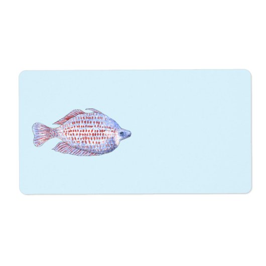 魚。レッドラインレインボウフィッシュ。 ラベル (正面)