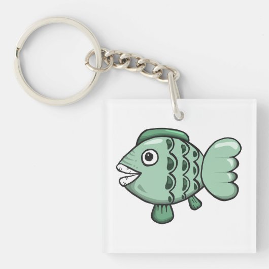 魚、動物、ドローイング キーホルダー (正面)