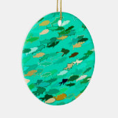 魚・水色・緑・金ゴールド セラミックオーナメント (右)