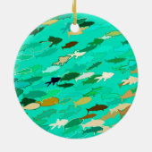 魚・水色・緑・金ゴールド セラミックオーナメント (裏面)