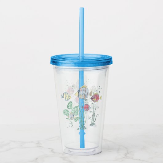 魚、海底、海。 アクリルタンブラー (正面)