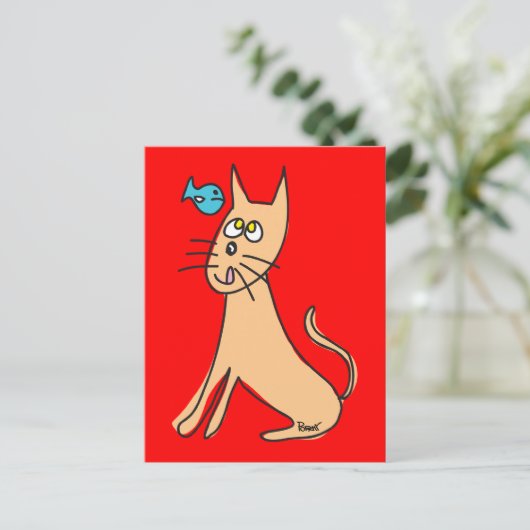 魚&猫はがき ポストカード (スタンド正面)