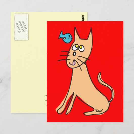 魚&猫はがき ポストカード (正面/裏面)