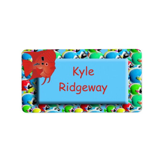 魚 – 男子学校名ラベル ラベル (正面)