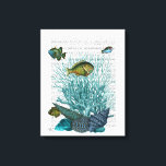 魚、青貝及びサンゴ キャンバスプリント<br><div class="desc">Fabによる魚、青い貝殻、サンゴファンキー。背景のブックページの機能海洋生物|190021D</div>