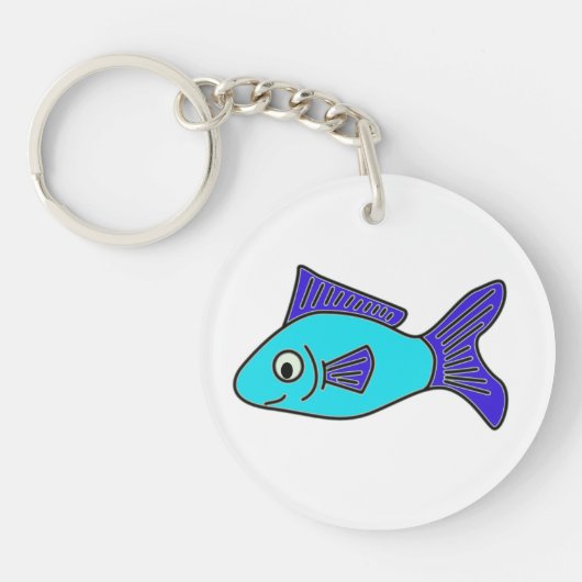 魚、青 キーホルダー (正面)