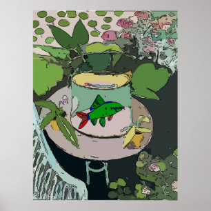 魚(青) ポスター