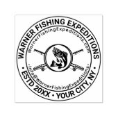 魚、魚釣りロッド事業名ロケーションURL電子メール セルフインキングスタンプ (デザイン)