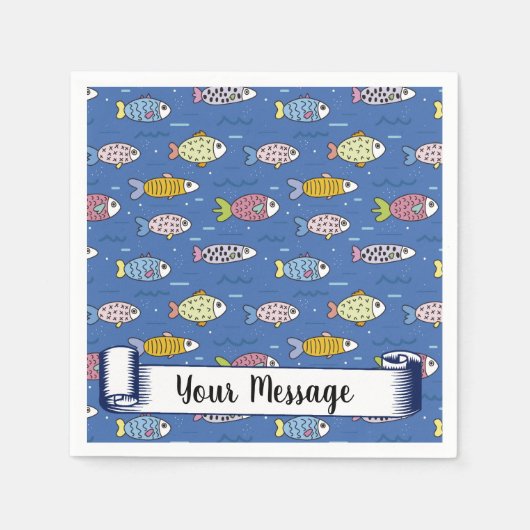 魚、魚、魚！ スタンダードカクテルナプキン (正面)