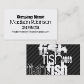 魚；黒と濃いグレーのストライプ 名刺 (正面/裏面)